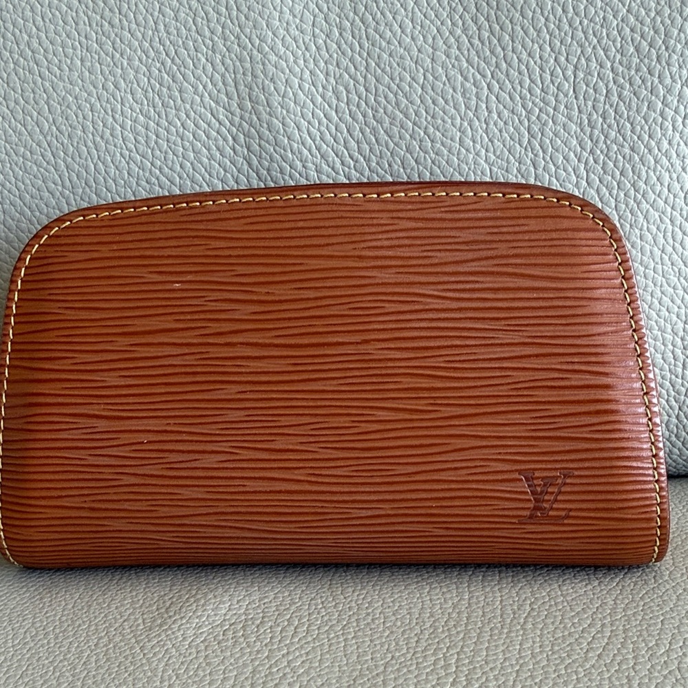 Louis Vuitton Tan Epi Leather Zip Around cosmetic bag